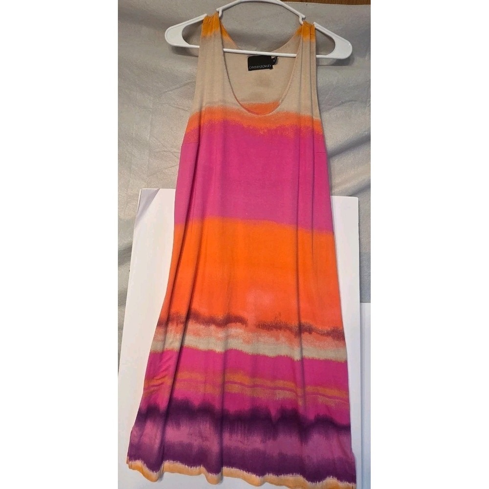 Cynthia Rowley Pink Purple Orange Beige Tank Dress Size M